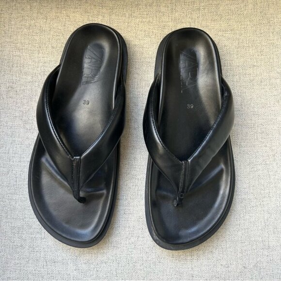 ZARA BLACK CHUNKY SANDALS - Picture 2 of 4